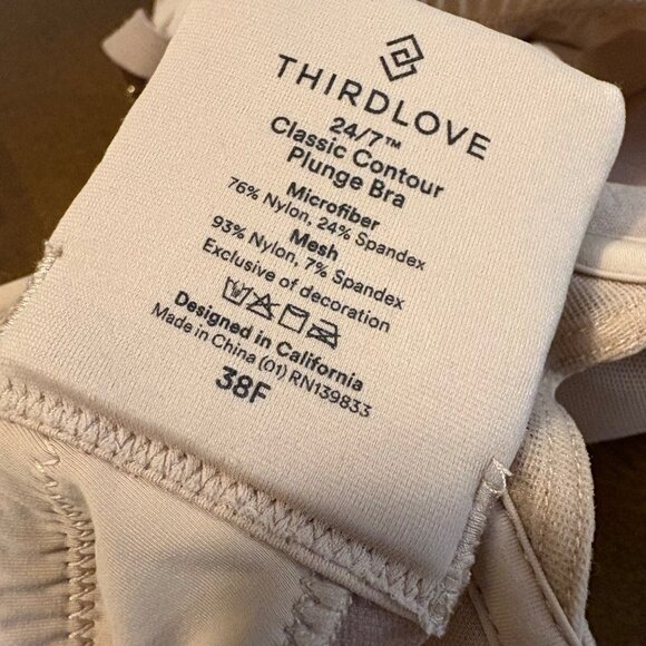 Thirdlove 24/7 Classic Contour Plunge Bra 38F Nude - Picture 3 of 3